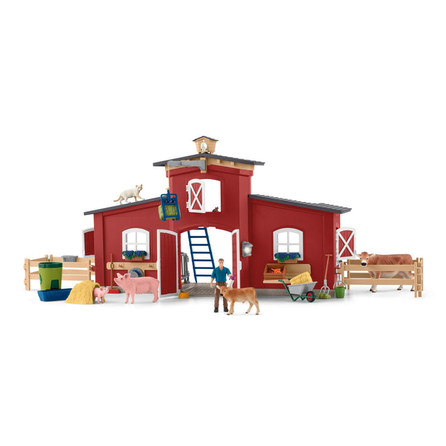 Schleich Farm World Playset Red Barn With Animals
