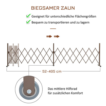 Expandable aluminum garden barrier, brown, 52-405 cm