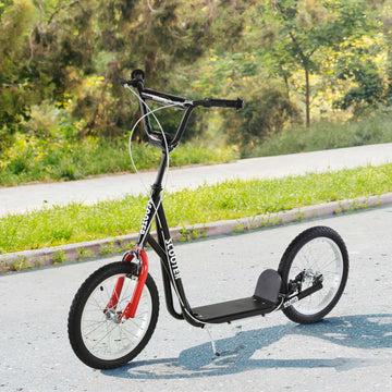 Children's scooter, pneumatic tires, handbrake, blue