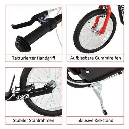 Children's scooter, pneumatic tires, handbrake, blue