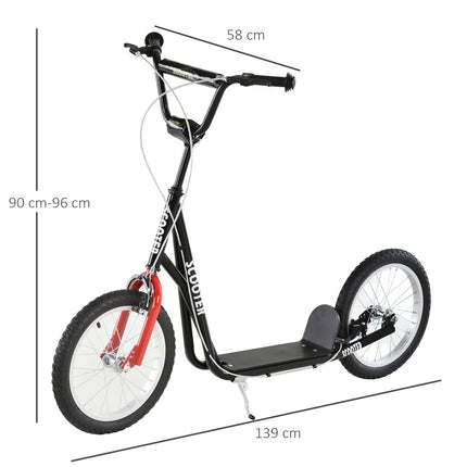 Children's scooter, pneumatic tires, handbrake, blue