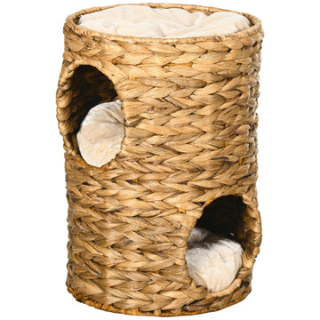 Cat tower with pillow, 2 levels, 47 cm, water hyacinth