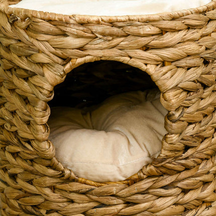 Cat tower with pillow, 2 levels, 47 cm, water hyacinth