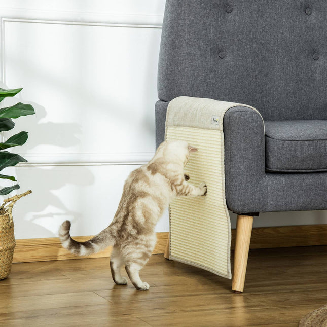 Cat Scratching Mat, Sisal Sofa Cover Set - Beige/Grey