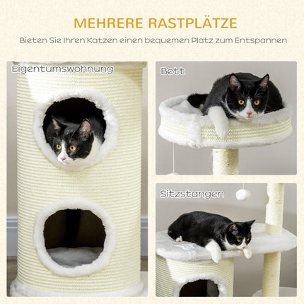 Cat scratching post 100 cm with dish, sisal, play ball