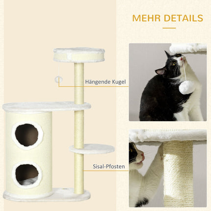 Cat scratching post 100 cm with dish, sisal, play ball