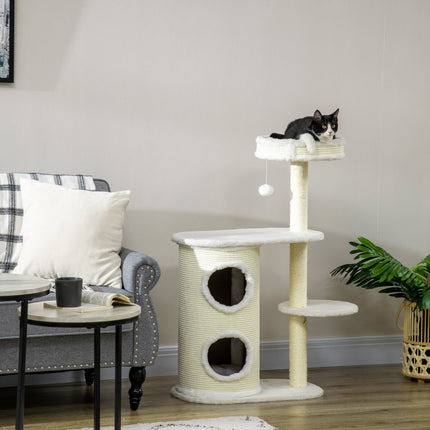 Cat scratching post 100 cm with dish, sisal, play ball