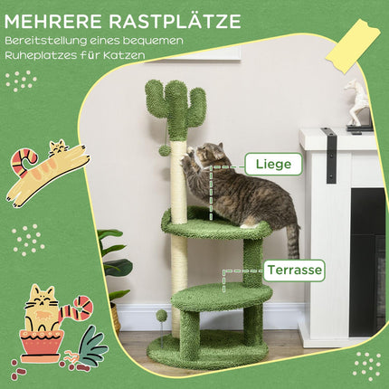 Cat scratching post 111 cm, 2 levels, Sisal, Green