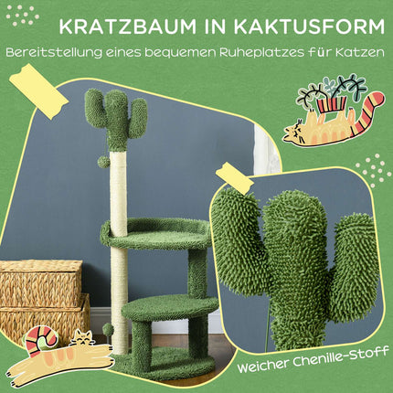 Cat scratching post 111 cm, 2 levels, Sisal, Green