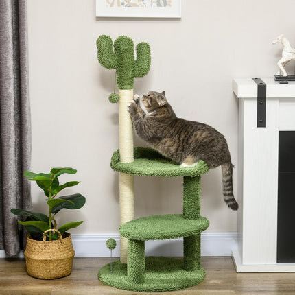 Cat scratching post 111 cm, 2 levels, Sisal, Green