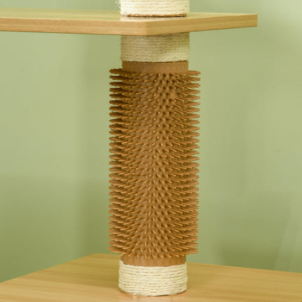 Multi-level cat tree with cave & scratching post, 114 cm, oak