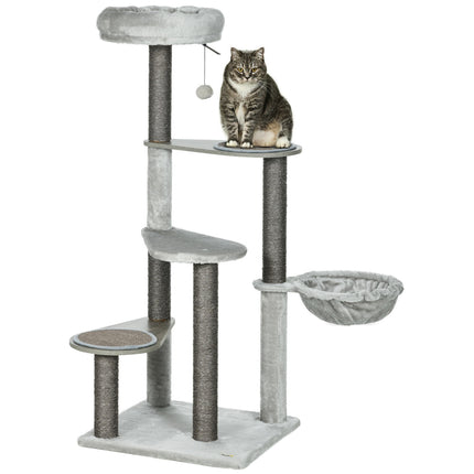 Cat scratching post, 4 levels, sisal, with toy and bed