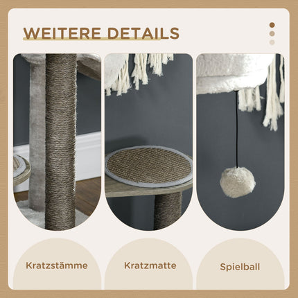 Cat scratching post, 4 levels, sisal, with toy and bed