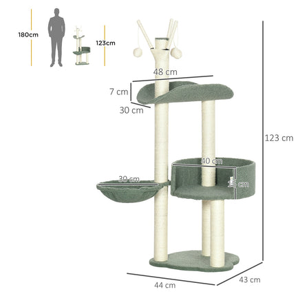Cat Climbing Tree, 123 Cm, with sun lounger & play ball