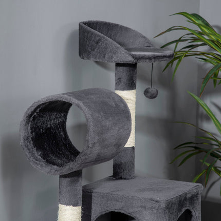 Cat scratching post 125cm with house, hammock & tunnel