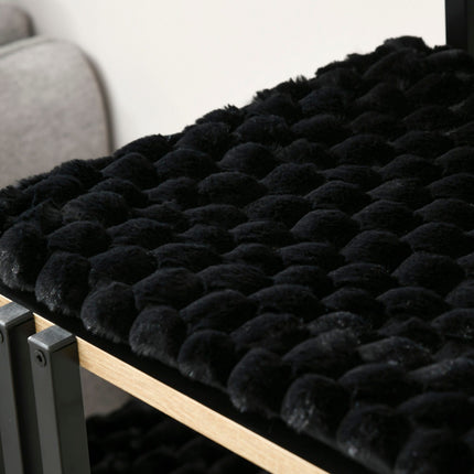 Cat tree with cushion and 2 platforms, black steel, 128cm
