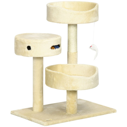 Cat scratching post with bed and toys, 70 cm Beige
