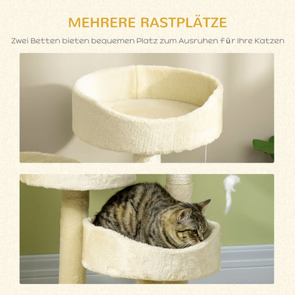Cat scratching post with bed and toys, 70 cm Beige