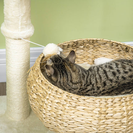 Cat Climbing Tree 72cm with beds & play ball, Beige/Cream