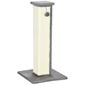 Cat scratching post, 81 cm sisal, gray and cream with play ball