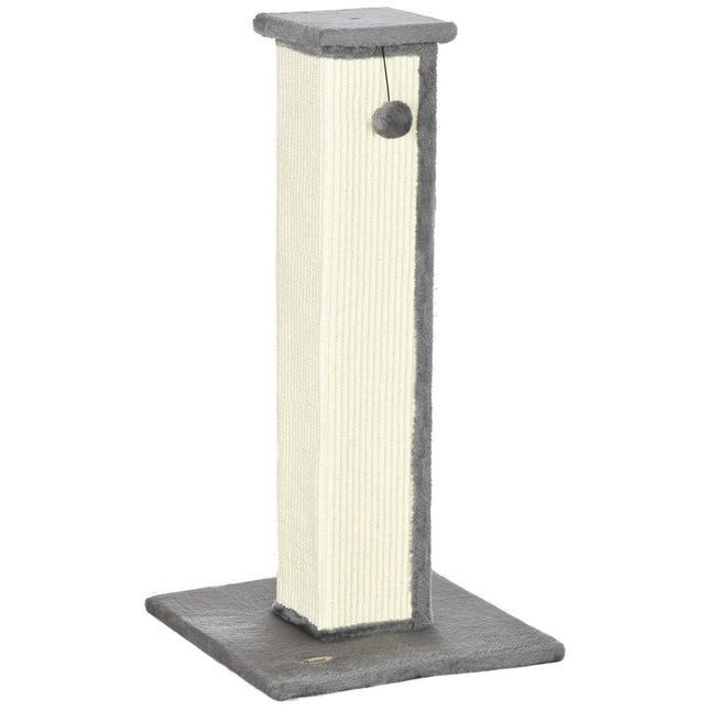 Cat scratching post, 81 cm sisal, gray and cream with play ball