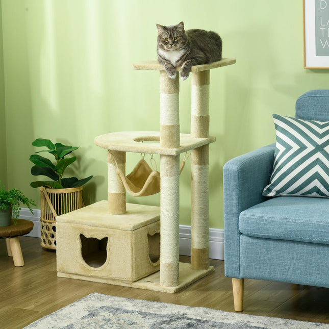 Cat scratching post - 99 cm plush tree with bed and cave