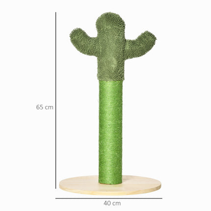 Cat scratching post, cactus design, pine & sisal, 65cm