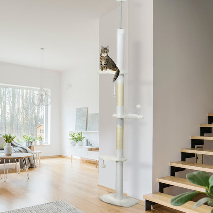 Cat tree with high ceiling with hammock and climbing ladder