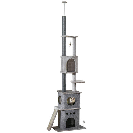Cat tree with high ceiling with toys, sisal plush, adjustable
