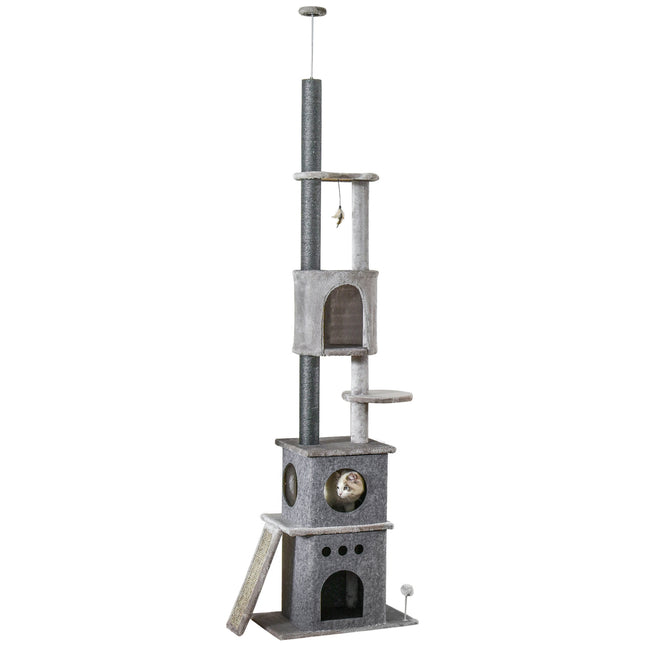 Cat tree with high ceiling with toys, sisal plush, adjustable