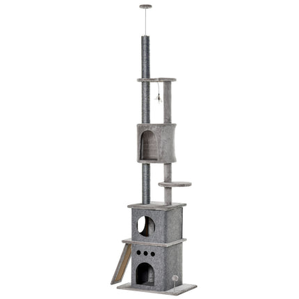 Cat tree with high ceiling with toys, sisal plush, adjustable