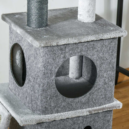 Cat tree with high ceiling with toys, sisal plush, adjustable