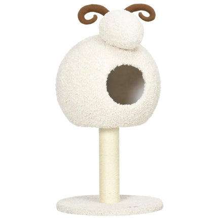 Cat tree with cave & sisal rope, 80 cm, cream white