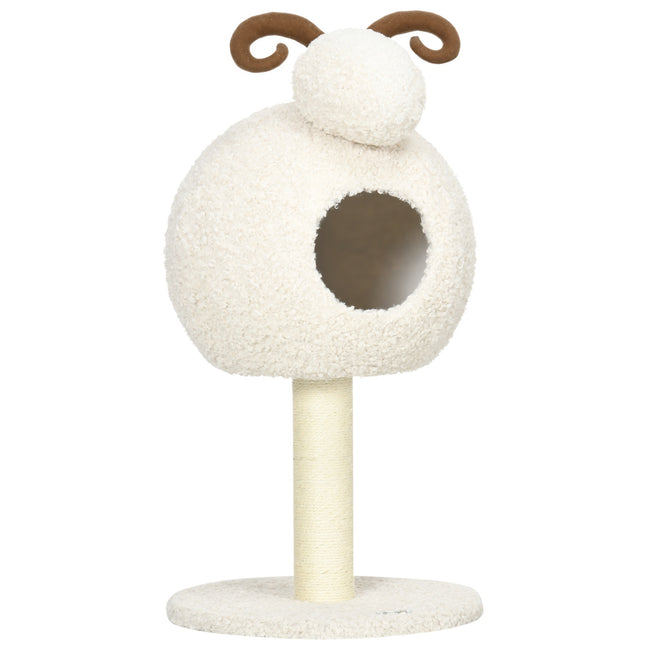 Cat tree with cave & sisal rope, 80 cm, cream white