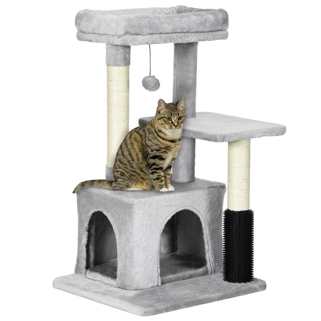 Cat tree with scratching posts, cat cave & massage, gray
