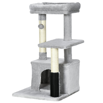 Cat tree with scratching posts, cat cave & massage, gray