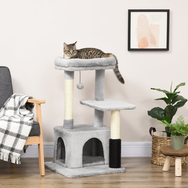 Cat tree with scratching posts, cat cave & massage, gray