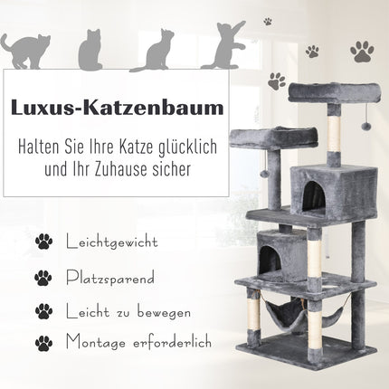 Cat climbing tree with cave, sisal poles, 60x50x145 cm