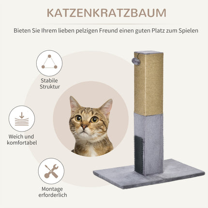 Cat scratching post, 79 cm, jute rope & plush toys