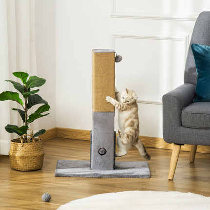 Cat scratching post, 79 cm, jute rope & plush toys