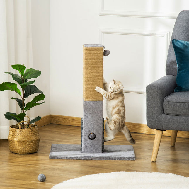 Cat scratching post, 79 cm, jute rope & plush toys