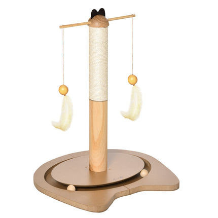 Cat scratching post with toy ball & spring, MDF & Sisal, 51 cm