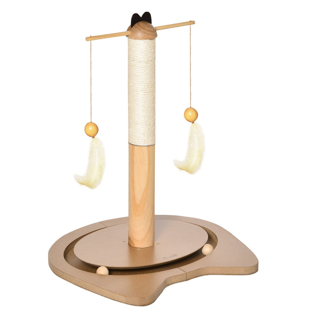 Cat scratching post with toy ball & spring, MDF & Sisal, 51 cm