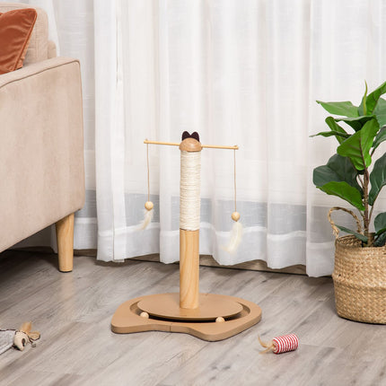 Cat scratching post with toy ball & spring, MDF & Sisal, 51 cm
