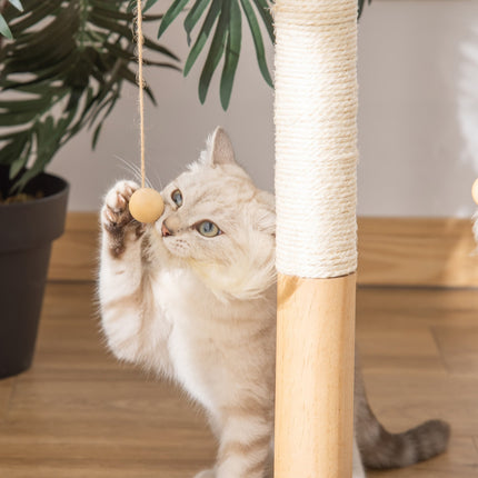 Cat scratching post with toy ball & spring, MDF & Sisal, 51 cm