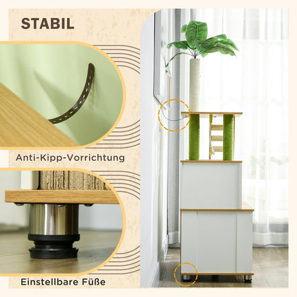 Cat litter box 2-in-1 with scratching post and stairs