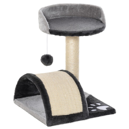 Gray cat tree with sisal poles & play balls - 35.5x37x46cm
