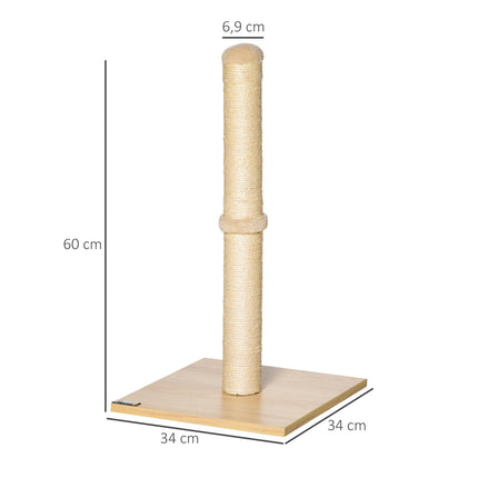 Cat scratching post, Sisal with ball, Stall 60cm Beige