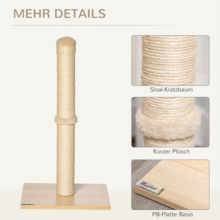 Cat scratching post, Sisal with ball, Stall 60cm Beige