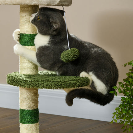 Cat scratching post with bed and toy, small 64cm